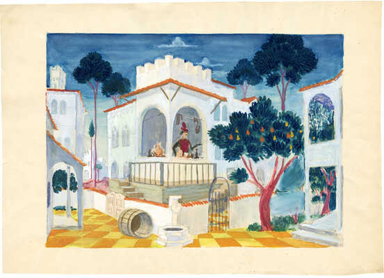 Севастьянов Иван Васильевич. Эскиз декорации к оперетте Ф. Зуппе «Бокаччо»